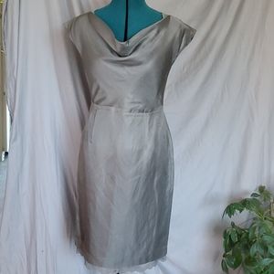 Grey and lace fitted mid length dress